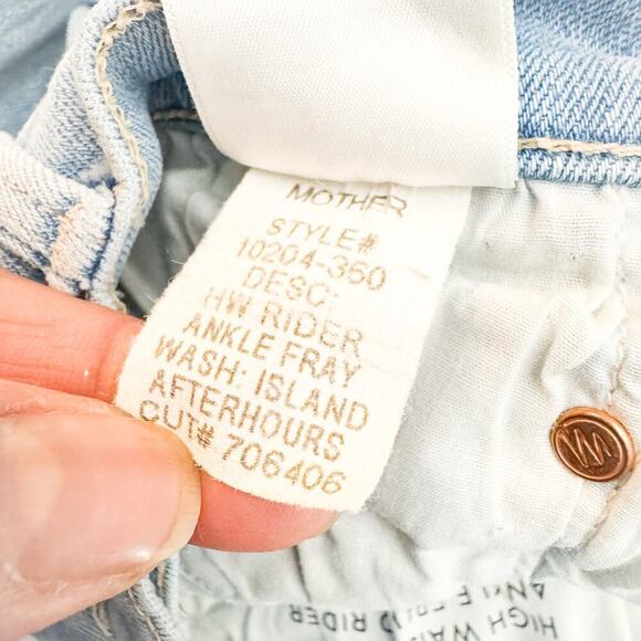 Mother High Waisted Rider Ankle Fray Island Afterhours Denim Jeans Size 25 - Picture 9 of 10